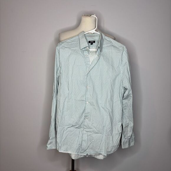 Express- Blue & White Extra Slim Button Down - Picture 1 of 2